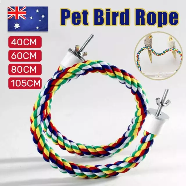 Pet Bird Rope Perches Parrot Colourful Cage Comfy Perch Bungees for Birds Toy AU