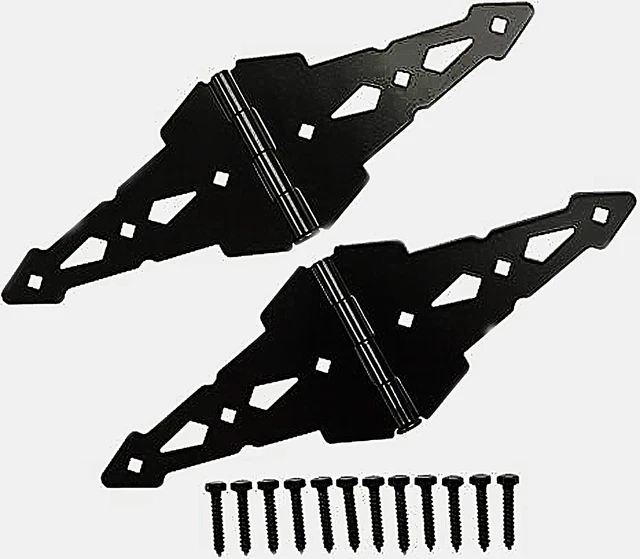 Ameristar 130-SN Gate Doors Hinges Heavy Duty Straps 8 in. 12Ga. Black Set Of 2