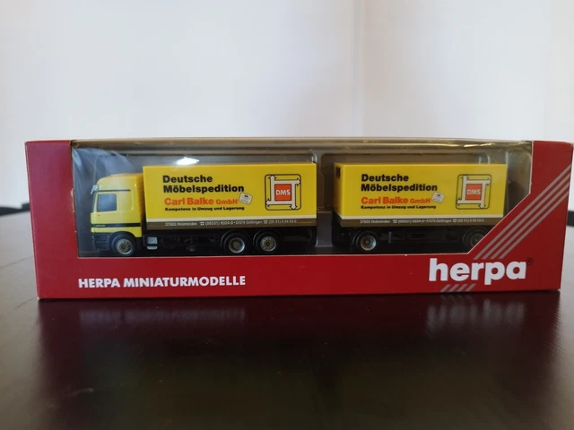Camion MAN F2000 Herpa 1/87 Avec Remorque Surbaissée Bruns – Miniature De Collection Neuve
