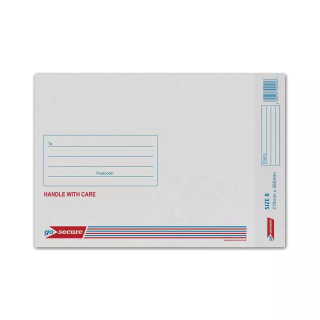 GoSecure Bubble Lined Envelope Size 8, 270 x 360 mm, White (Pack of 50) pack of