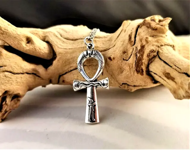 1 1/2" EGYPTIAN ANKH EGYPT pendant 24" Sterling Silver 925 necklace men women