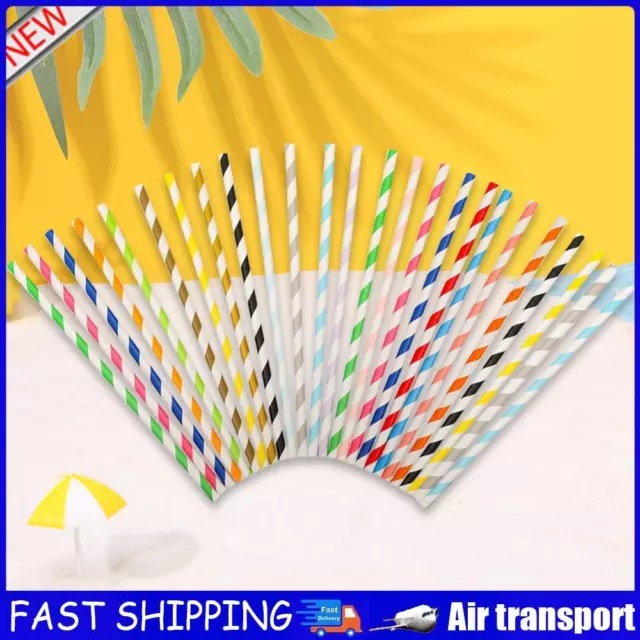 25Pcs Colorful Striped Straw Disposable Paper Straw Party Supplies (Multicolor)