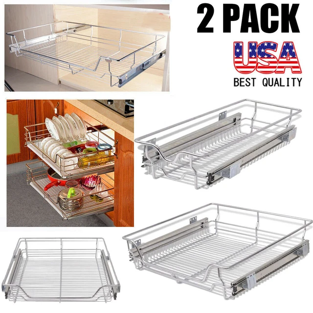 KITCHEN PULLOUT WIRE Sliding Basket Rack Storage Organizer