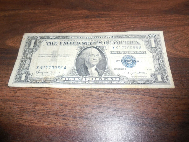 1957 One Dollar Bill - Silver Certificate - 0055A - Blue Seal - Circulated