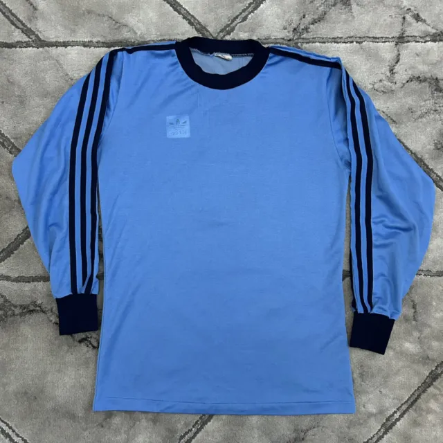 Vintage 80s Adidas Football Template Shirt Jersey ‘4’ - Medium Blue West Germany