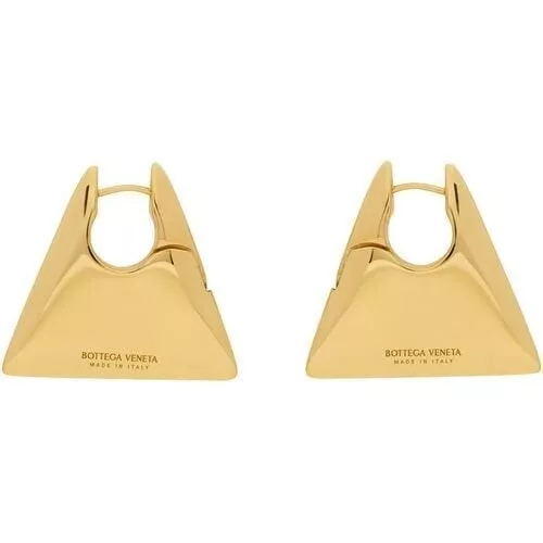 Bottega Vaneta Triangle  14 k Gold Plate Earrings 2 Inch