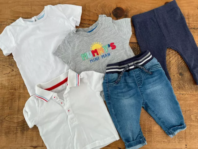 Pacchetto top pantaloni jeans bambino 0-3 mesi Primark noce moscata Matalan George