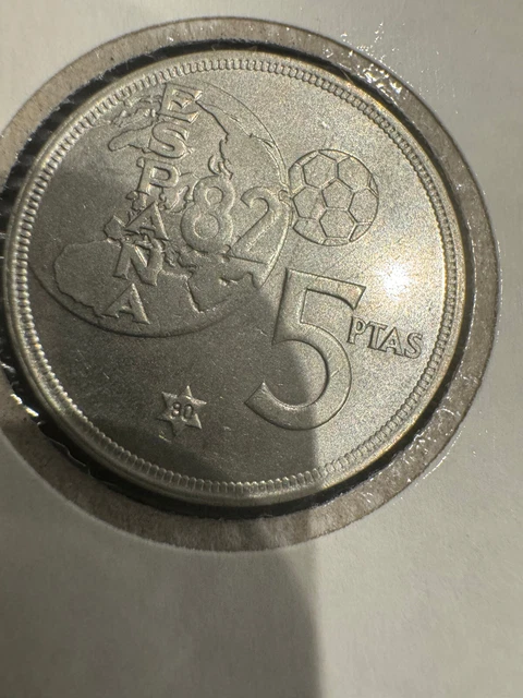 Spain Juan Carlos 5 Pesetas 1975 (80) Error World CUP /1975 IN Place Of 1980 UNC