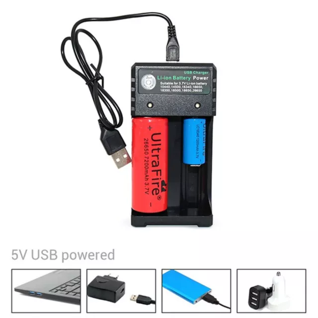 USB Rechargeable 3.7V Battery Charger For LED Flashlight Lithium Ion