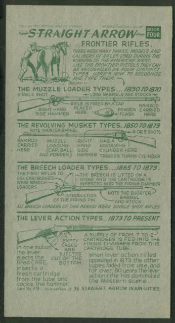 Nabisco Straight Arrow Card Book 4 #29 Frontier Rifles 1952