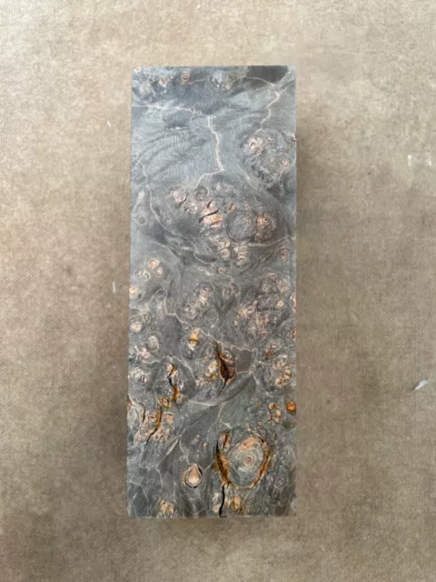 Stabilised Wood Blank Maple Burr Burl Spalted Double Dye Black Orange Dye Scale