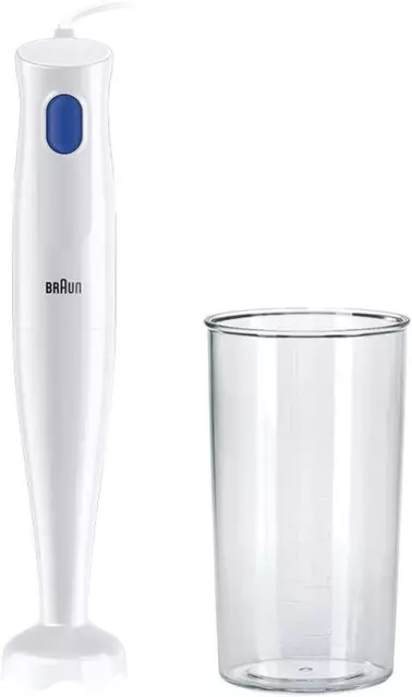 Braun Frullatore a Immersione MQ10.001PWH + Bicchiere Graduato 600Ml, 5 ANNI DI