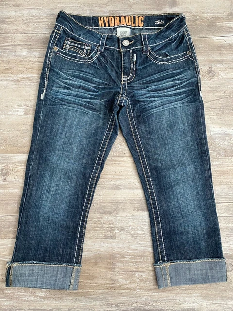 Hydraulic Lola Stretch Capri Cropped Cuffed Blue Jeans Juniors Size 7/8