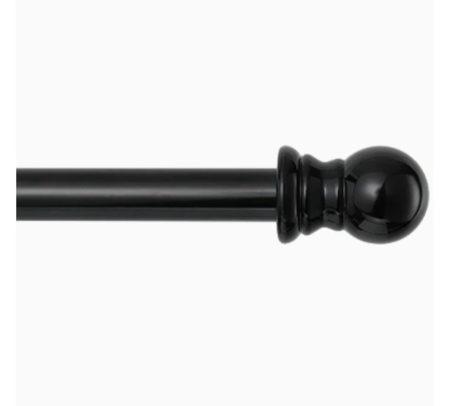 1 Inch Curtain Rod Telescoping Single Drapery Rod, 30" - 144", Glossy Black