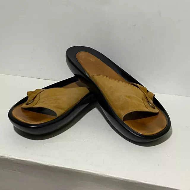 Robert Clergerie Paris Sandals Women's 6 Brown Suede Leather Slides Shoes France