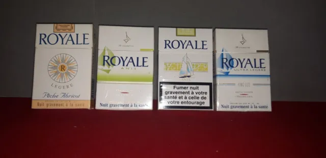 Lot de 4 paquets vides cigarettes - ROYALES peu courants