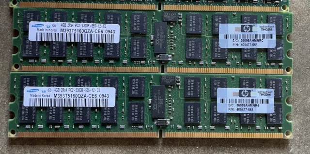 HP 405477-061 2 x 4GB (8GB) RAM DDR2 PC2 5300 667 MHz ECC CL5 REG 2RX4