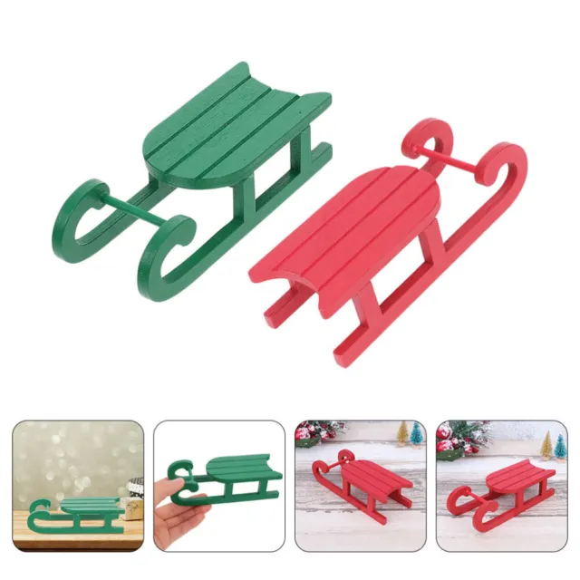 12 PCS WOOD Sleigh Decoration Sled Wooden Ornaments Christmas £29.32 ...