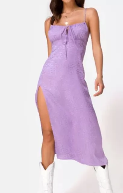 Motel Rocks Cypress Midi Dress In Satin Ditsy Rose Lavender Size Small