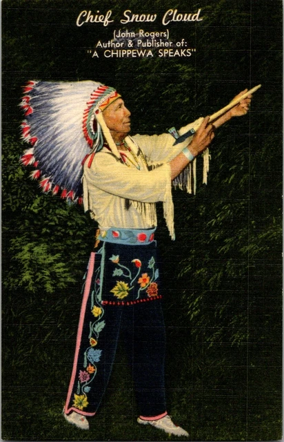 Postcard Chief Snow Cloud Native American Chippewa Tribe Advertising Card