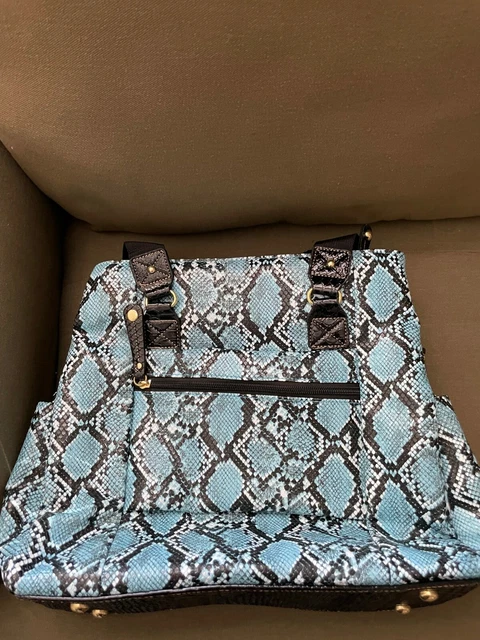Samantha Brown Python Embossed METRO TOTE in TURQUOISE/ BLACK nwt 8