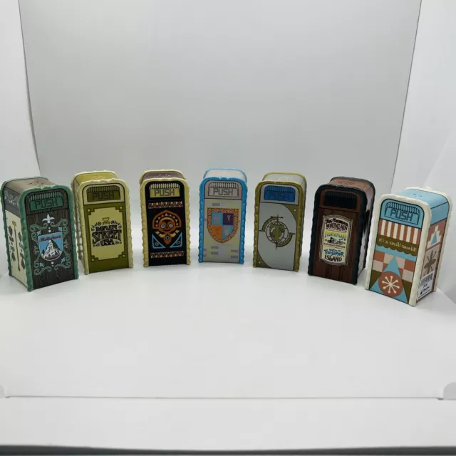 Retired Disney Parks Trashcan Salt and Pepper Shaker Lot Of 7