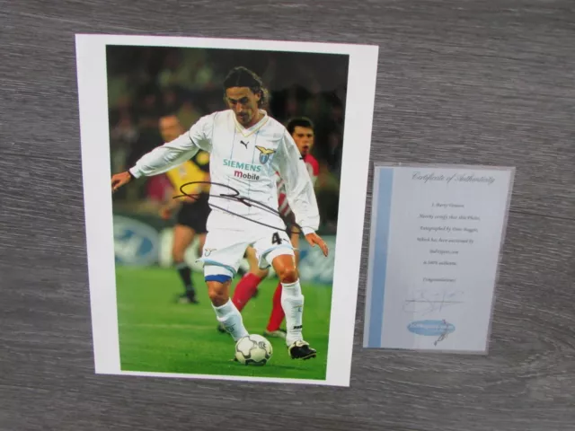 Dino Baggio Lazio & Italy Footballer Original Hand Signed Photo & Bid4Sport COA