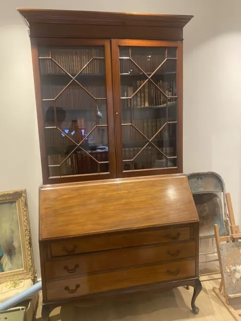 Antique Georgian Mahogany Secretaire Desk Bookcase Cabinet