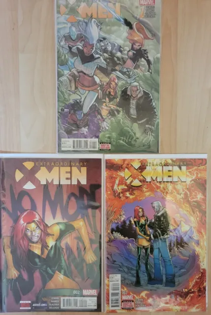 Marvel Comics: Extraordinary X-Men Lot of 3 #'s 1-3 2016 - VF+ to NM(8.5 to 9.4)