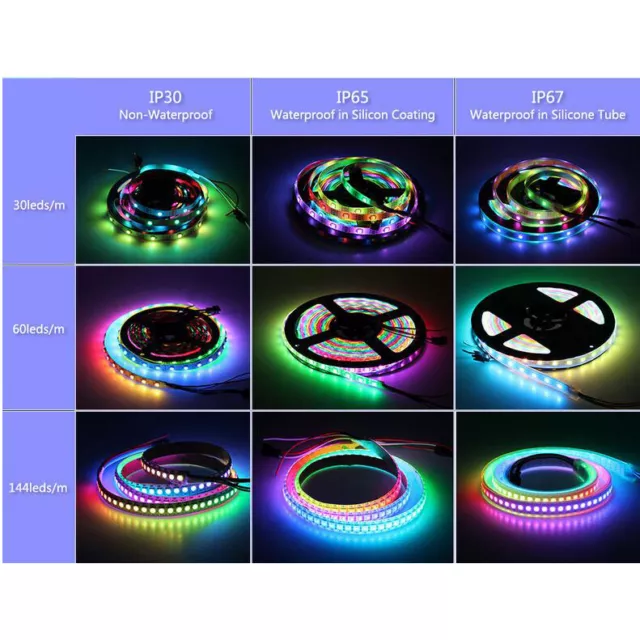 WS2812B 5050 RGB LED Strip 30/60/144 LEDs/M ws2812 IC Individual Addressable 5V 3