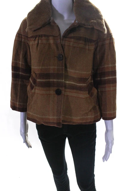 UGG Australia Womens Three Quarter Sleeve Coat With Detachable Collar Tan Size S