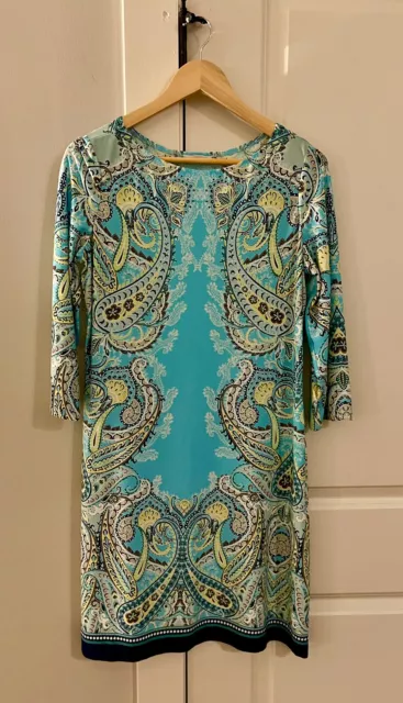 London Times Womens Sky Blue Paisley Floral Print Size 12 Sheath Dress