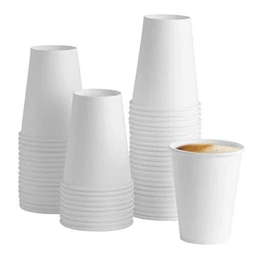 100 Pack 12 oz. White Paper Hot Coffee Cups