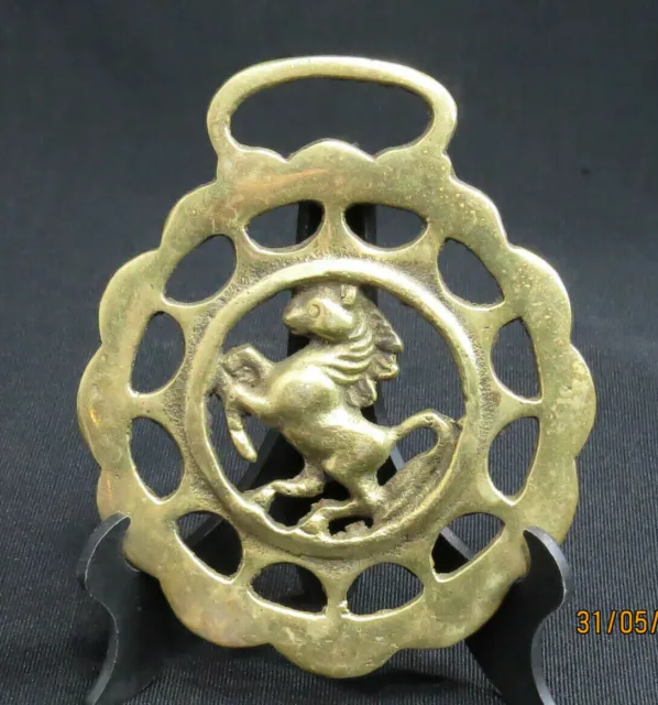 Vintage Rearing Horse Brass Medallion Harness Getts