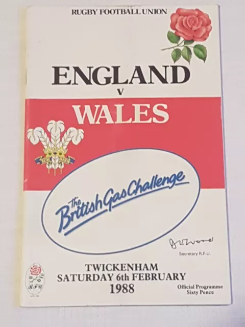 Rugby Programme England v Wales 1988