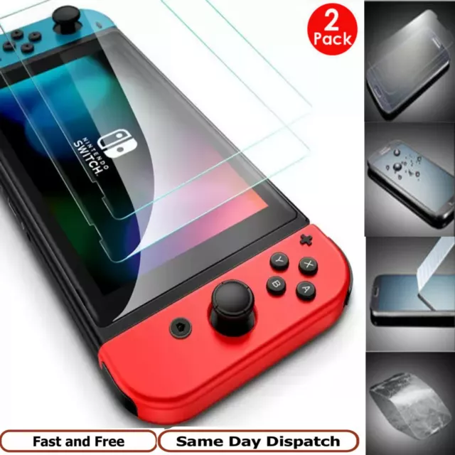 2 Pack Nintendo Switch Console Real Tempered Full Screen Protector Cover Glass