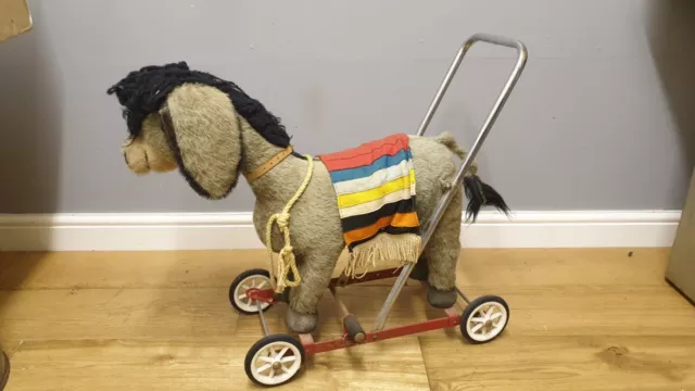 Vintage Merrythought 1960s Push A Long Pablo Donkey