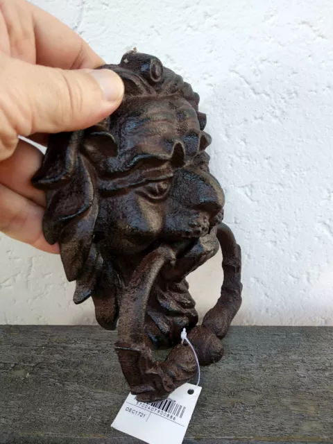 Heurtoir marteau de porte LION en fonte, 14x19cm 3