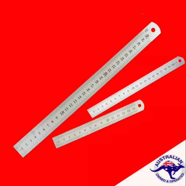 Double Sided Stainless Steel Metal Ruler Rule Precision 15cm  20cm  30cm