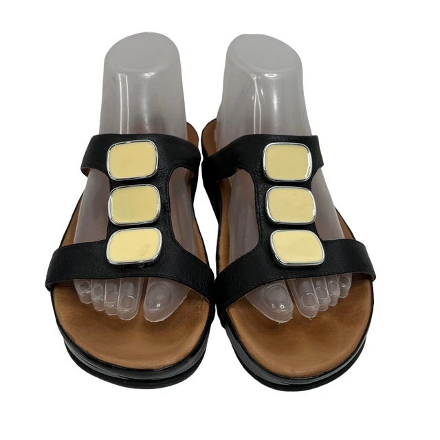 Fitflop Women’s Size 8 Pietra II Sandal Shoes Black Leather Thong Slip On Detail