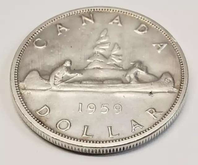 1959 Silver Canadian Dollar Coin-Queen Elizabeth II-FREE shipping to Canada &USA