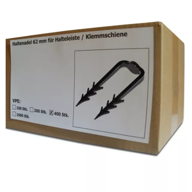 Haltenadel für Halteleiste / Klemmschiene, Anzahl 400 Stück, Größe 62 mm (Pack à