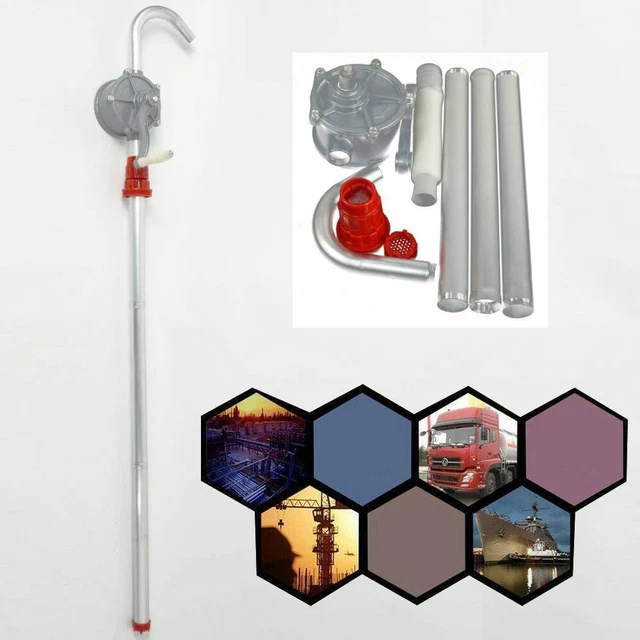 MANUAL HAND CRANK Rotary Pump Oil Fuel Transfer Suctin Drum 55 Galls
