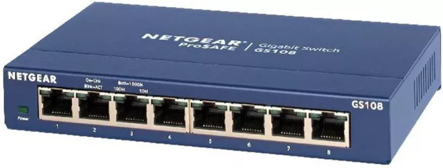 Netgear ProSAFE 8-Port Gigabit Switch GS108 V4 8x LAN RJ-45 1000Mb inkl Netzteil