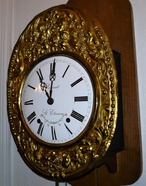 Beautiful Comtoise Morbier French Wall Clock signed Perrenet St. Etienne Beautiful Comtoise Morbier French Wall Clock signed Perrenet St. Etienne