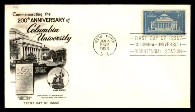 Mayfairstamps US FDC 1954 Columbia University 200th Anniv First Day Cover aaj_62