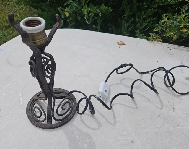 PIED DE LAMPE en fer forgé martelé art deco bost et morin brandt degue