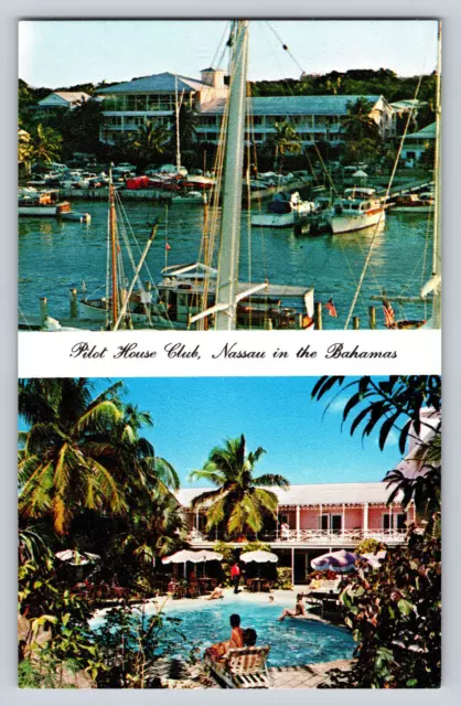 Pilot House Club Nassau in the Bahamas Postcard Multi-View Pool Vintage