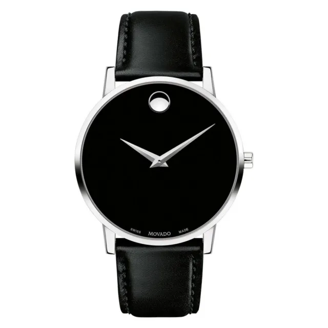 Movado Museum Classic Black Dial Leather Strap Men's Swiss Watch 0607269