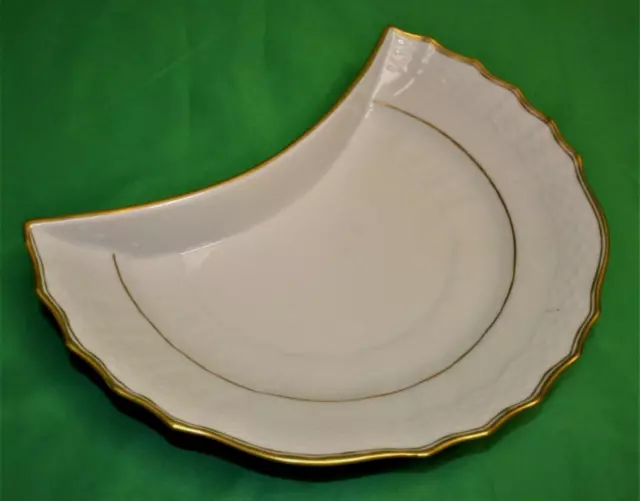 Vintage 1930s HEREND Hungary Porcelain GOLDEN EDGE OLDE Crescent Salad Plate